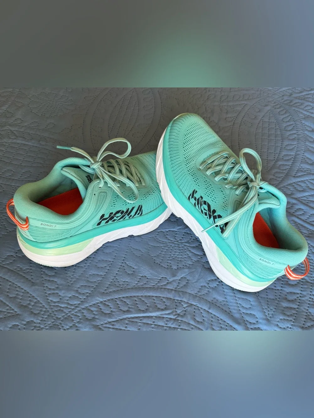 HOKA BONDI 7 Women's Light Blue-Aqua Running Shoes - Picture 3 of 8